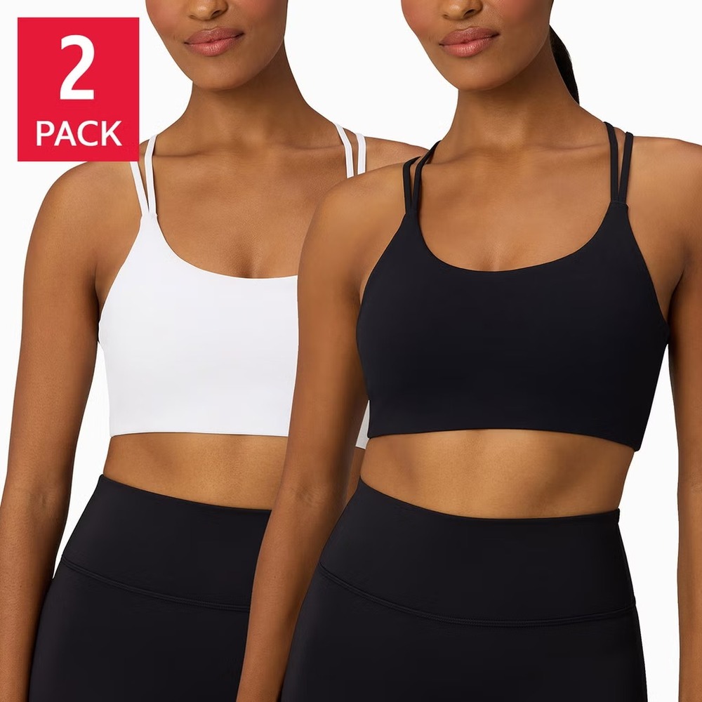 Fabletics Women's Sports Bra, 2-pack, Black / White, Size: Small
